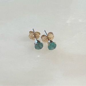 Petite 10k Gold Jadeite Stud Earrings